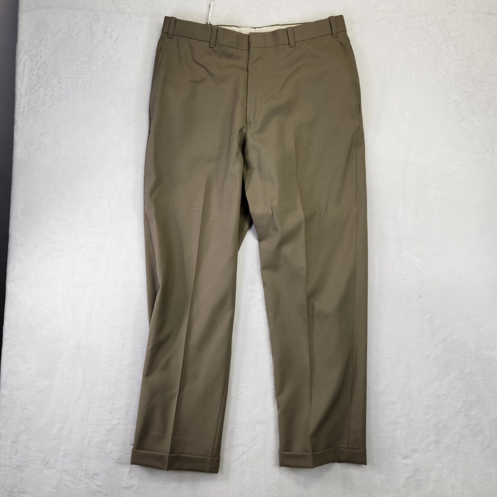Mens Classic Fit Pleated Dress Pants Trousers Khaki‎ Beige Size 36x30